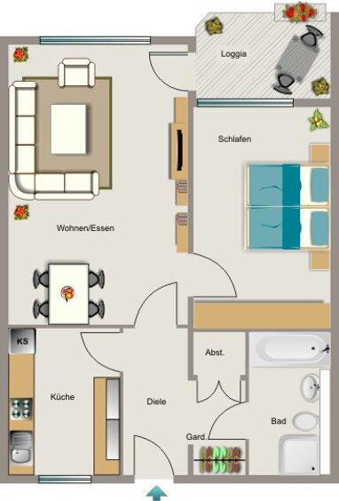 Wohnung zur Miete nur mit Wohnberechtigungsschein 333,80 € 2,5 Zimmer 61 m² Erdgeschoss Arthur-Beringer-Straße 8 Mailoh Dortmund 44369
