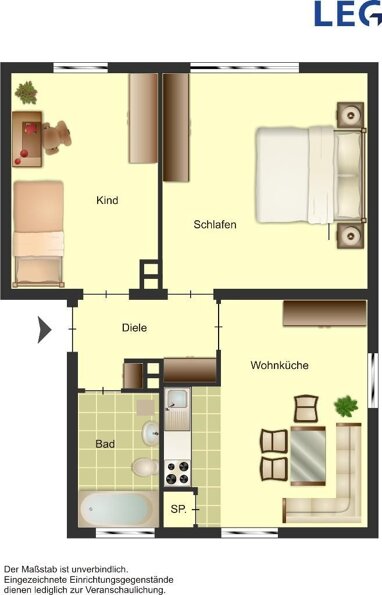 Wohnung zur Miete 389 € 2 Zimmer 46,9 m² 1. Geschoss Marienstraße 15 Würselen Würselen 52146