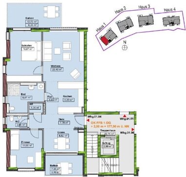 Wohnung zum Kauf Provisionsfrei 435.600 € 3 Zimmer 99 m² 1. Geschoss Kernstadt - Mitte Lahr/Schwarzwald 77933