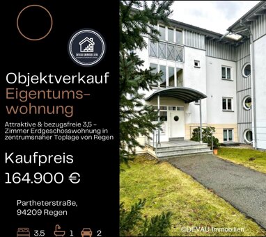 Terrassenwohnung zum Kauf Provisionsfrei 164.900 € 3,5 Zimmer Partheterstraße 29 Regen Regen 94209
