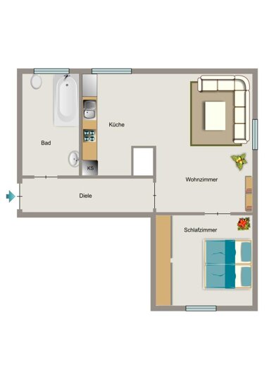 Wohnung zur Miete 292 € 2,5 Zimmer 40 m² Erdgeschoss Turnerweg 16 Stoppenberg Essen 45141