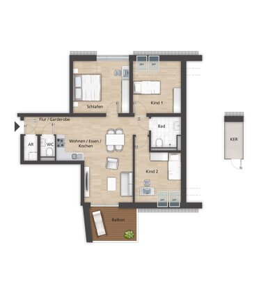 Wohnung zum Kauf Provisionsfrei 453.000 € 4 Zimmer 85,8 m² 2. Geschoss Zollnerstraße 132 Domberg Bamberg 96052