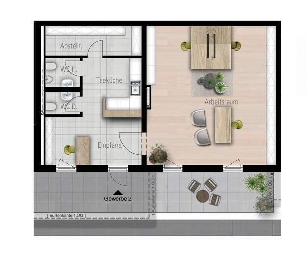 Bürofläche zur Miete provisionsfrei 890 € 1 Zimmer 78 m² Bürofläche Hauptstr. 87 Urloffen Appenweier 77767