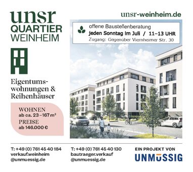 Wohnung zum Kauf Provisionsfrei 676.000 € 5 Zimmer 105,7 m² 1. Geschoss Viernheimer Straße Weststadt Weinheim 69469