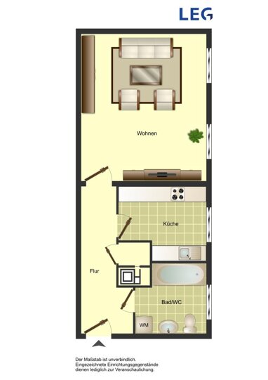 Wohnung zur Miete 309 € 1 Zimmer 38 m² Erdgeschoss Grimmstraße 6 Mitte Kamen 59174