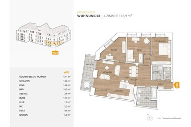 Wohnung zum Kauf provisionsfrei 478.752 € 4 Zimmer 116,9 m² EG frei ab sofort Bleichstraße 14 Freistett Rheinau 77866