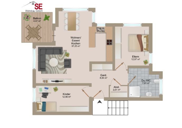 Wohnung zum Kauf Provisionsfrei 413.253 € 3 Zimmer 82,4 m² 1. Geschoss Hoher Garten 6 Rindelbach Ellwangen (Jagst) 73479