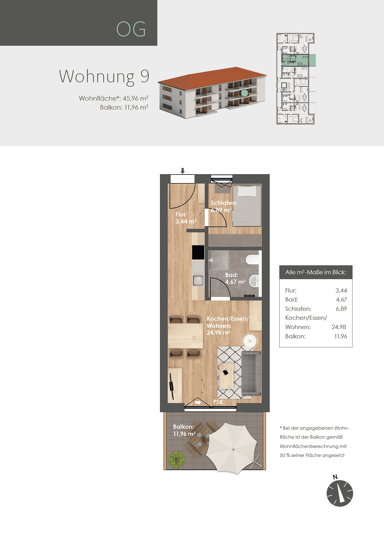 Wohnung zum Kauf provisionsfrei 202.200 € 1,5 Zimmer 46 m² Krampelmühlweg 1 Dietfurt Dietfurt 92345