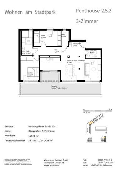 Penthouse zum Kauf provisionsfrei als Kapitalanlage geeignet 758.000 € 3 Zimmer 113,2 m² Berchtesgadener Straße 13a Burghausen Burghausen 84489