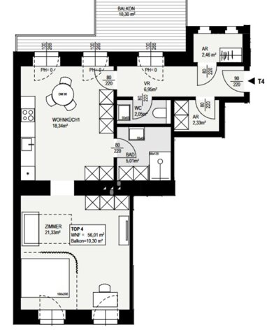 Wohnung zum Kauf 299.000 € 2 Zimmer 56 m² Wien 1100