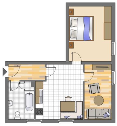 Wohnung zur Miete 549 € 2 Zimmer 49,7 m² EG frei ab 20.12.2024 Humboldtstraße 59 Leverkusen 51379