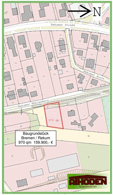 Grundstück zum Kauf Provisionsfrei 159.900 € 970 m² Grundstück Rekumer Mühlenberg Rekum Bremen 28777