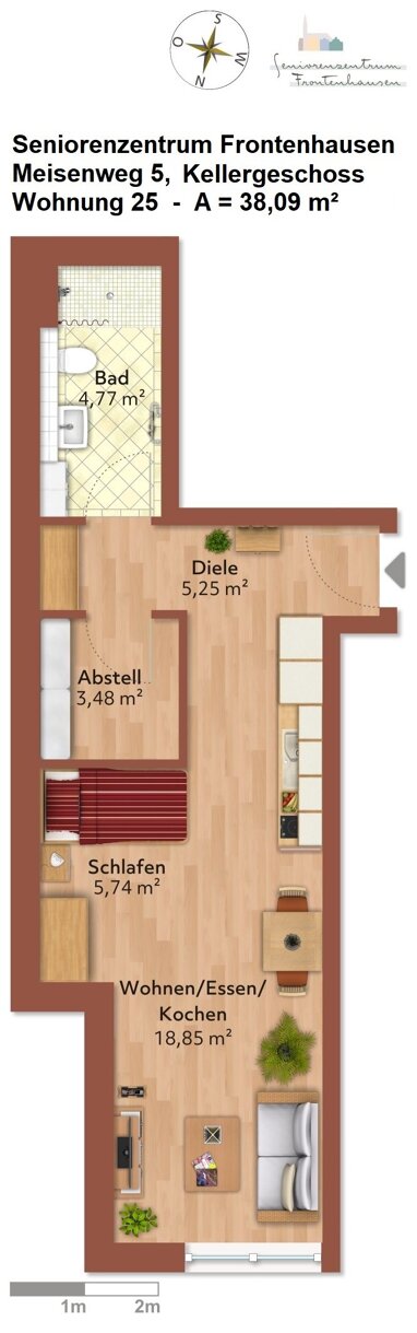 Apartment zur Miete 430 € 1 Zimmer 38,1 m² -1. Geschoss Meisenweg 5 Frontenhausen Frontenhausen 84160