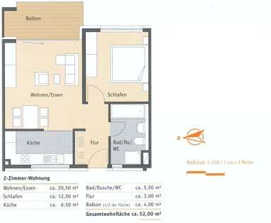Wohnung zum Kauf Provisionsfrei 298.000 € 2 Zimmer 52 m² 2. Geschoss Stuttgarter Str. 53 Kornwestheim Kornwestheim 70806