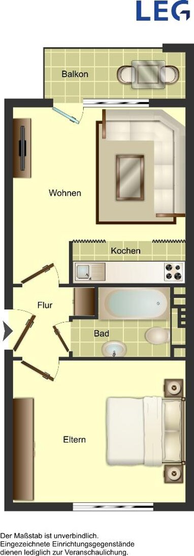 Wohnung zur Miete 387 € 2 Zimmer 38,2 m² 1. Geschoss Nienkamp 32 Uppenberg Münster 48147