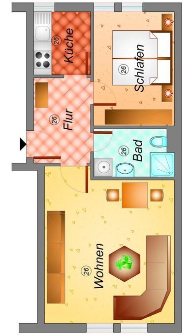 Wohnung zum Kauf 86.600 € 2 Zimmer 45,2 m² Altchemnitz 414 Chemnitz 09125