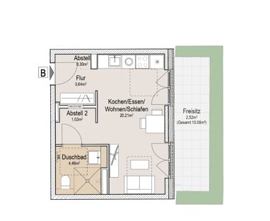 Wohnung zur Miete 337,89 € 1 Zimmer 32,2 m² Erdgeschoss frei ab sofort Oberbürgermeister-Hamberger-Platz 9 Stadtgebiet Landsberg am Lech 86899