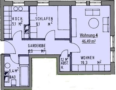 Wohnung zur Miete 397 € 2,5 Zimmer 47 m² EG Karlstraße 3 Marktredwitz Marktredwitz 95615