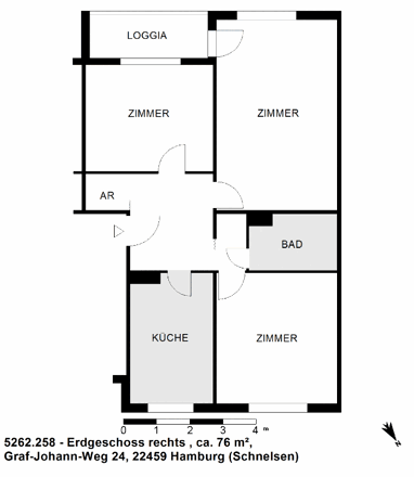 Wohnung zur Miete nur mit Wohnberechtigungsschein 429,94 € 3 Zimmer 75,6 m² Erdgeschoss Graf-Johann-Weg 24 Schnelsen Hamburg 22459