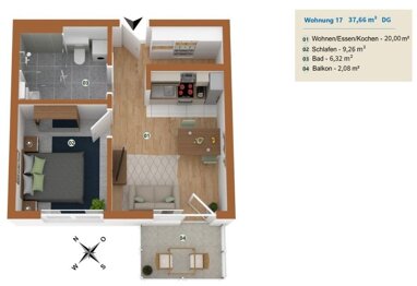 Wohnung zur Miete 329,53 € 2 Zimmer 37,7 m² 2. Geschoss Strandschlag 2 Andershof Stralsund 18439