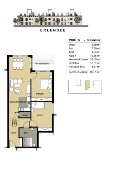 Wohnung zur Miete 1.090 € 3 Zimmer 91 m² Erdgeschoss Waldstr.42 Rückingen Erlensee 63526