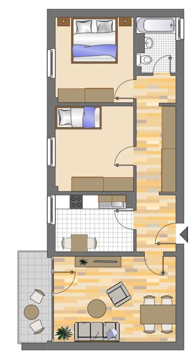 Wohnung zur Miete 719 € 3 Zimmer 71,2 m² 5. Geschoss Euskirchener Straße 60 Erfttal Neuss 41469