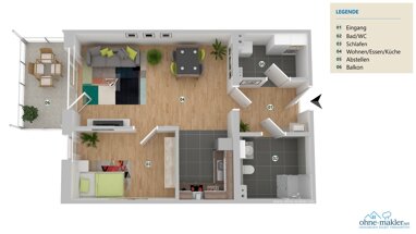 Wohnung zur Miete 895 € 2 Zimmer 64 m² Erdgeschoss Niederbiel Solms 35606