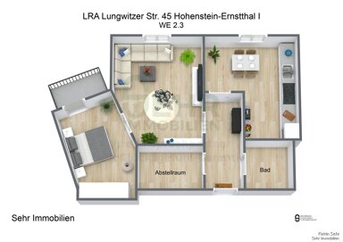 Wohnung zur Miete 452 € 2 Zimmer 56,5 m² 2. Geschoss frei ab 01.04.2025 Lungwitzer Str. 45 Hohenstein-Ernstthal Hohenstein-Ernstthal 09337