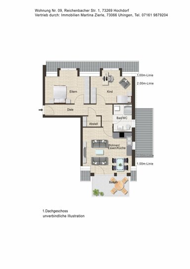 Wohnung zum Kauf 372.000 € 3 Zimmer 76,7 m² Hochdorf 73269