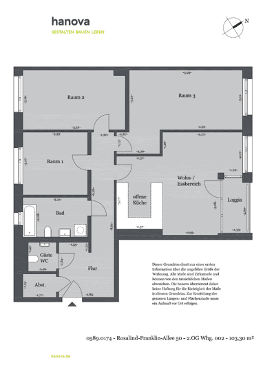 Wohnung zur Miete 1.245,80 € 4 Zimmer 103,3 m² 2. Geschoss Rosalind-Franklin-Allee 50 Bemerode Hannover 30539