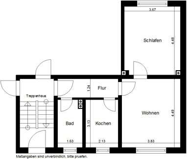 Wohnung zur Miete 277 € 2 Zimmer 48,6 m² Erdgeschoss Schwarzer Weg 1 Himmelgarten Nordhausen 99734
