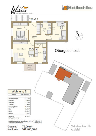 Wohnung zum Kauf Provisionsfrei 361.400 € 2 Zimmer Michelriether Strasse 10 Altfeld Marktheidenfeld 97828