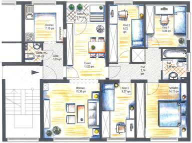 Wohnung zum Kauf 158.000 € 6 Zimmer 90,1 m² 2. Geschoss Süd - West Lippstadt 59557