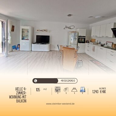 Wohnung zur Miete 1.240 € 4 Zimmer 105 m² Steimker Promenade 1 Reislingen Wolfsburg 38446