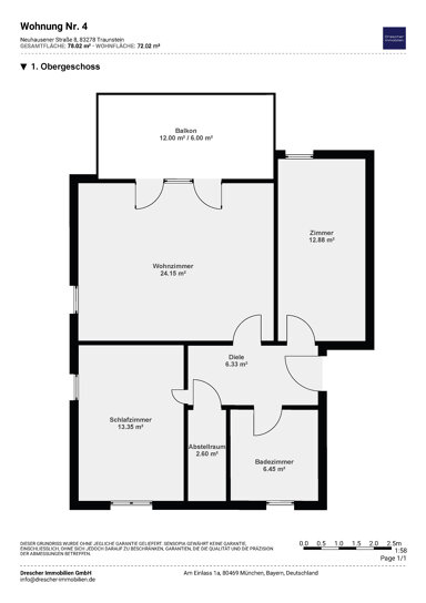 Wohnung zum Kauf provisionsfrei 444.900 € 3 Zimmer 72 m² 1. Geschoss Kammer Traunstein 83278