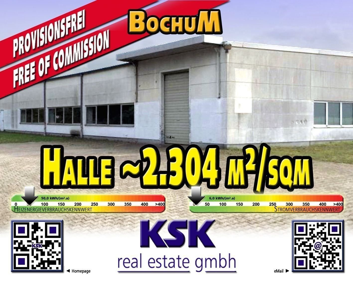 Lagerhalle zur Miete Provisionsfrei 2.304 m²<br/>Ladenfläche Von 1.400 m² bis 3.704 m²<br/>Teilbarkeit Wattenscheid - Mitte Bochum 44866