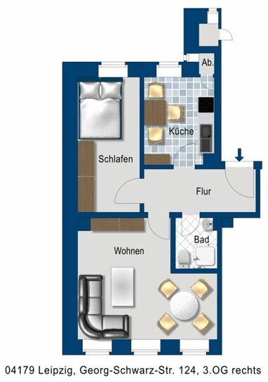 Wohnung zur Miete 383,40 € 2 Zimmer 45 m² 3. Geschoss Georg-Schwarz-Str. 124 Leutzsch Leipzig 04179