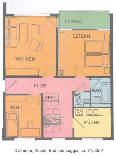 Wohnung zur Miete 500 € 3 Zimmer 71 m² 7. Geschoss frei ab 01.04.2025 Carlo-Mierendorff-Straße 24 Brückenhof Kassel 34132