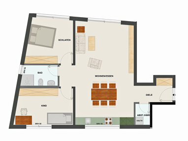 Wohnung zur Miete 1.300 € 3 Zimmer 76 m² -1. Geschoss Dörnweg 17 Eschborn Eschborn 65760