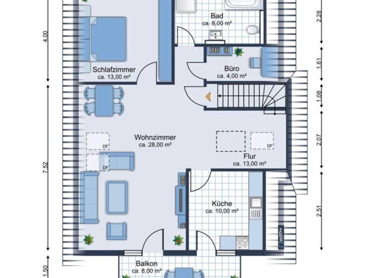 Wohnung zur Miete 1.300 € 4 Zimmer 105 m² 2. Geschoss Stadtrandsiedlung Greifswald 17489