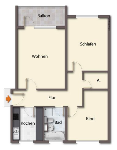 Wohnung zum Kauf 169.000 € 3 Zimmer 80 m² 1. Geschoss Quettingen Leverkusen 51381