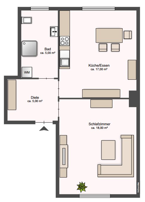 ***Charmante 2-Zimmer-Erdgeschosswohnung mit Gartenblick und Tageslichtbad***