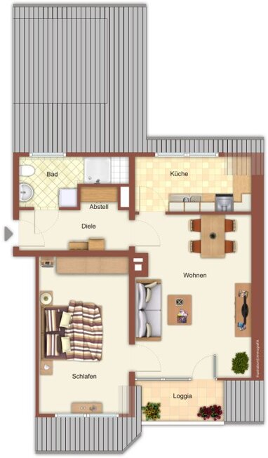 Wohnung zur Miete 489 € 2 Zimmer 55,8 m² 3. Geschoss Johannesstraße 18 Hardterbroich - Pesch Mönchengladbach 41061