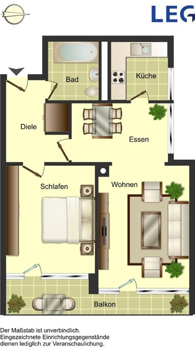 Wohnung zur Miete 609 € 2 Zimmer 60,2 m² Erdgeschoss frei ab 01.08.2024 Leipziger Straße 1 West Ratingen 40880