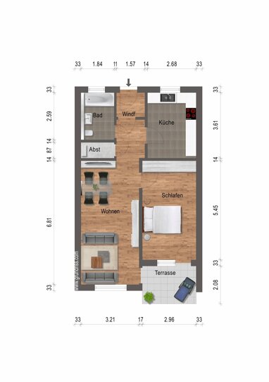 Wohnung zum Kauf 192.000 € 2 Zimmer 59 m² 1. Geschoss Goddelau Riedstadt 64560