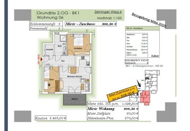 Wohnung zur Miete 501 € 3 Zimmer 77,3 m² 2. Geschoss Zeininger Weg 6 Wörth Wörth an der Donau 93086