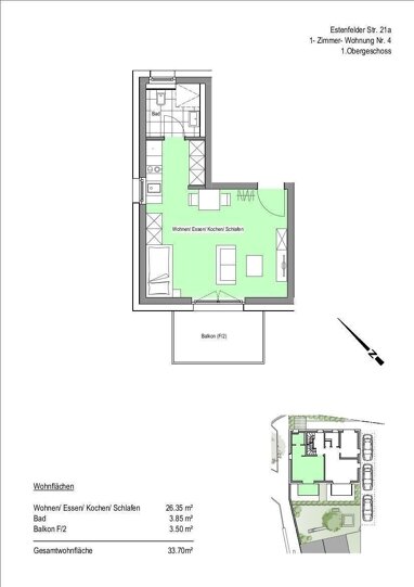 Wohnung zum Kauf Provisionsfrei 189.000 € 1 Zimmer 33,7 m² frei ab sofort Versbach Würzburg 97078