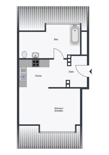 Wohnung zur Miete 440 € 1 Zimmer 31,4 m² Kettwiger Str. 42 Flingern - Süd Düsseldorf 40233