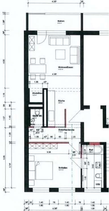 Wohnung zur Miete 1.200 € 2 Zimmer 65 m² 2. Geschoss frei ab sofort Altstadt Düsseldorf 40213