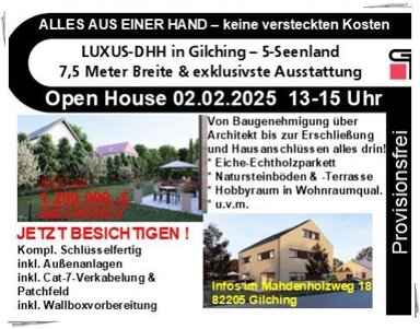 Doppelhaushälfte zum Kauf provisionsfrei 1.299.999 € 7 Zimmer 177 m² 321 m² Grundstück frei ab 01.03.2025 Neugilching Gilching 82205